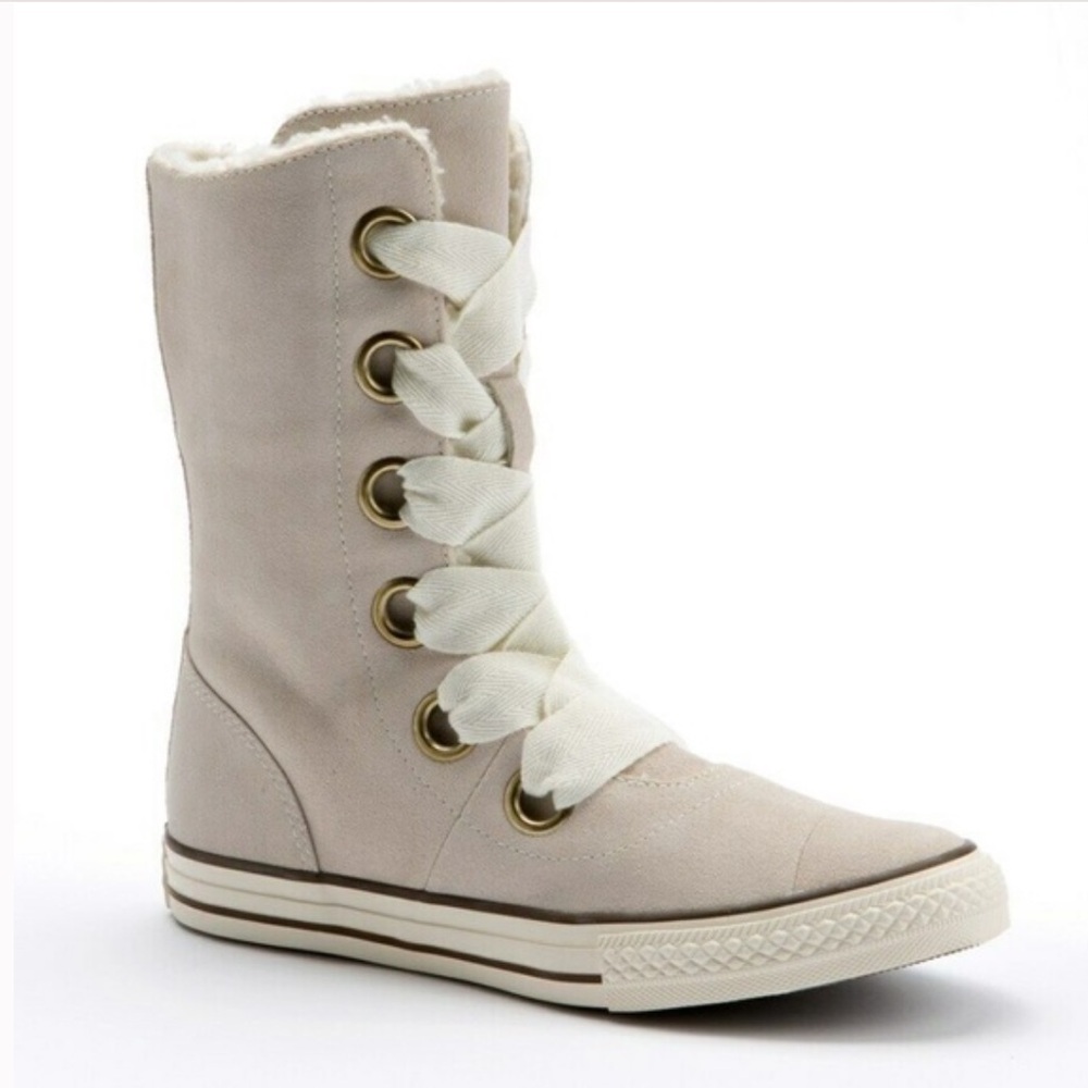 Converse All Star•Size 10•Beverly Sneaker Boots•Oatmeal Suede•Faux Sherpa Cuff🌼